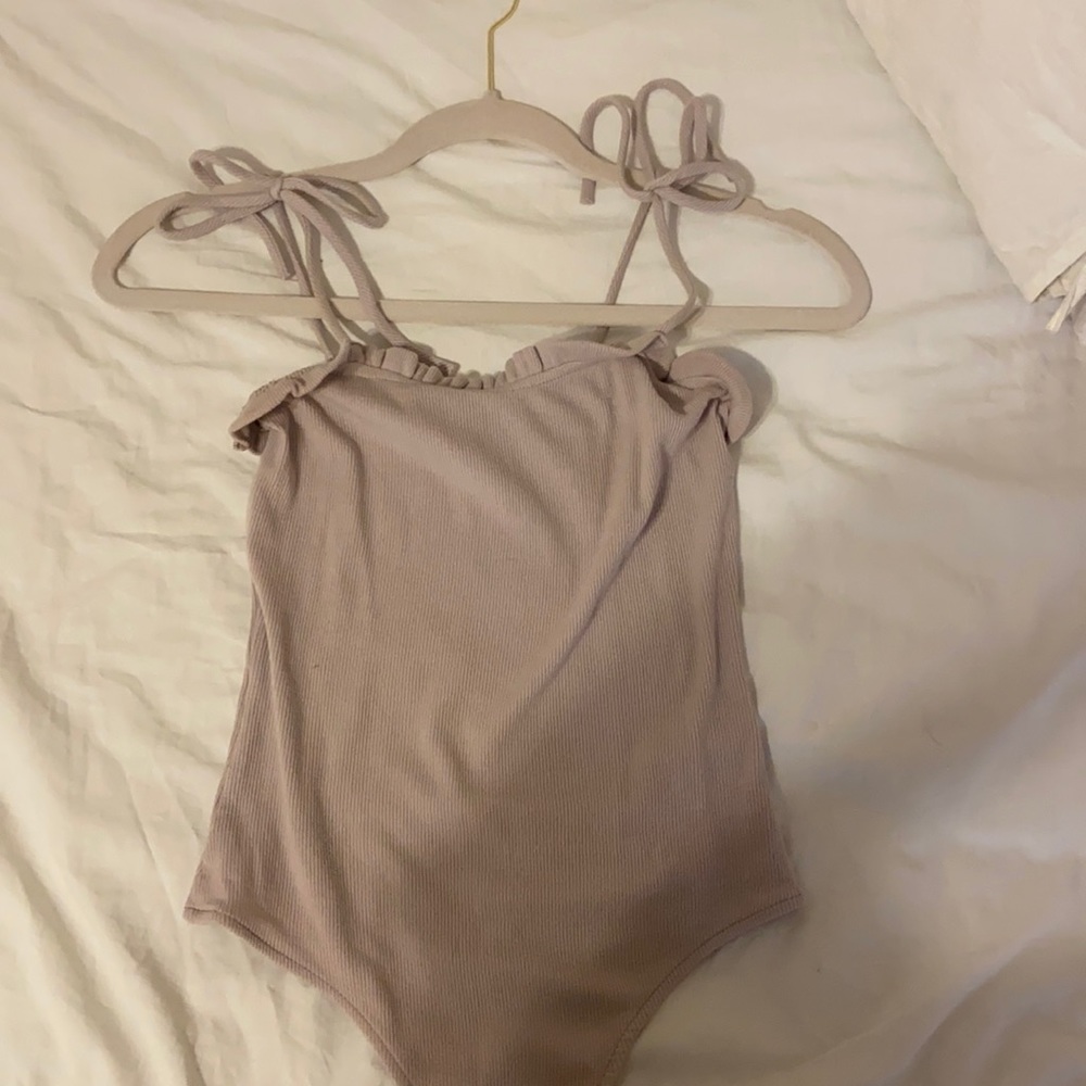 Ruffled mauve bodysuit